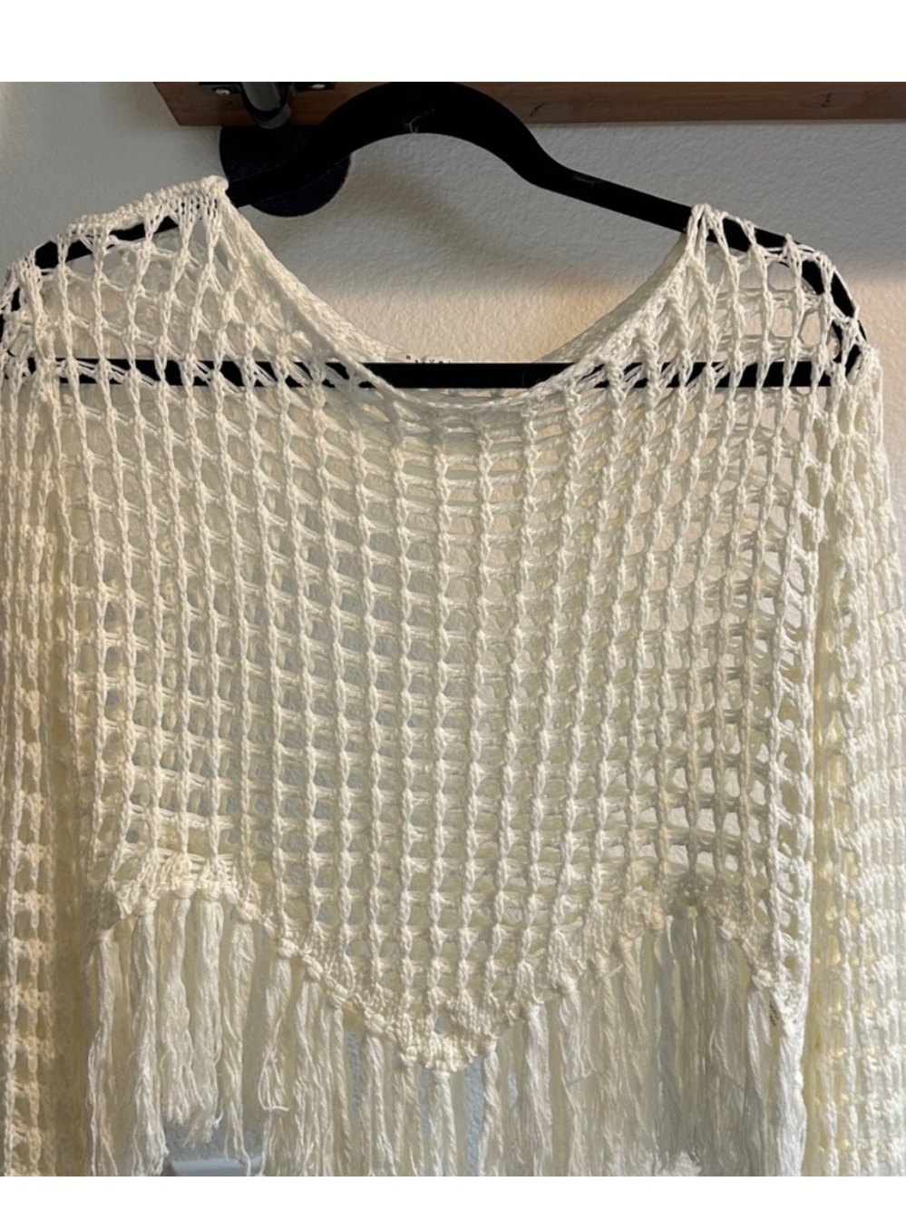 BaeVely Women's Open Knit Medium Fringe Sweater - Picture 3 of 9